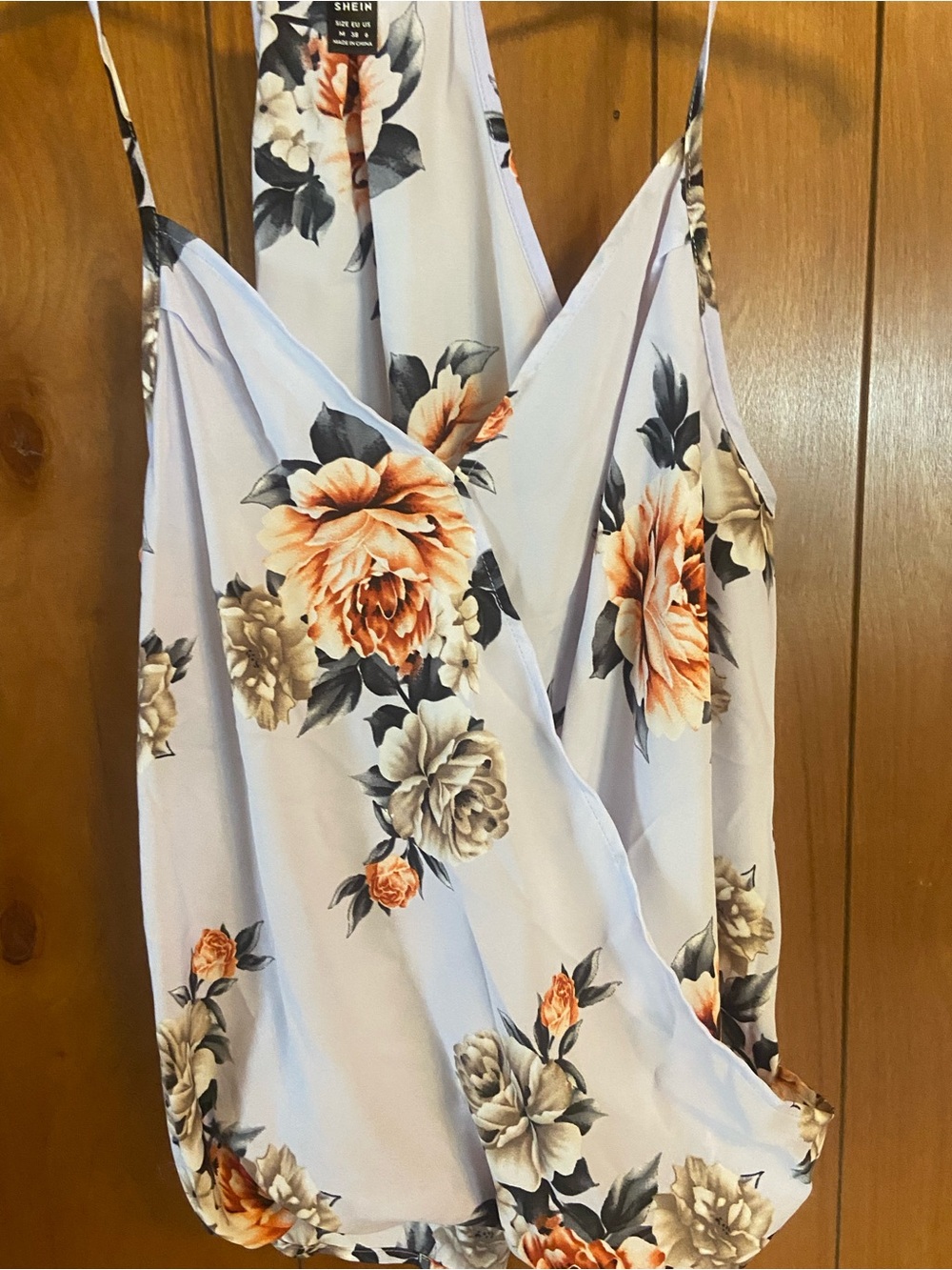 SHEIN Light Blue Floral Surplice Spaghetti-Strap Camisole